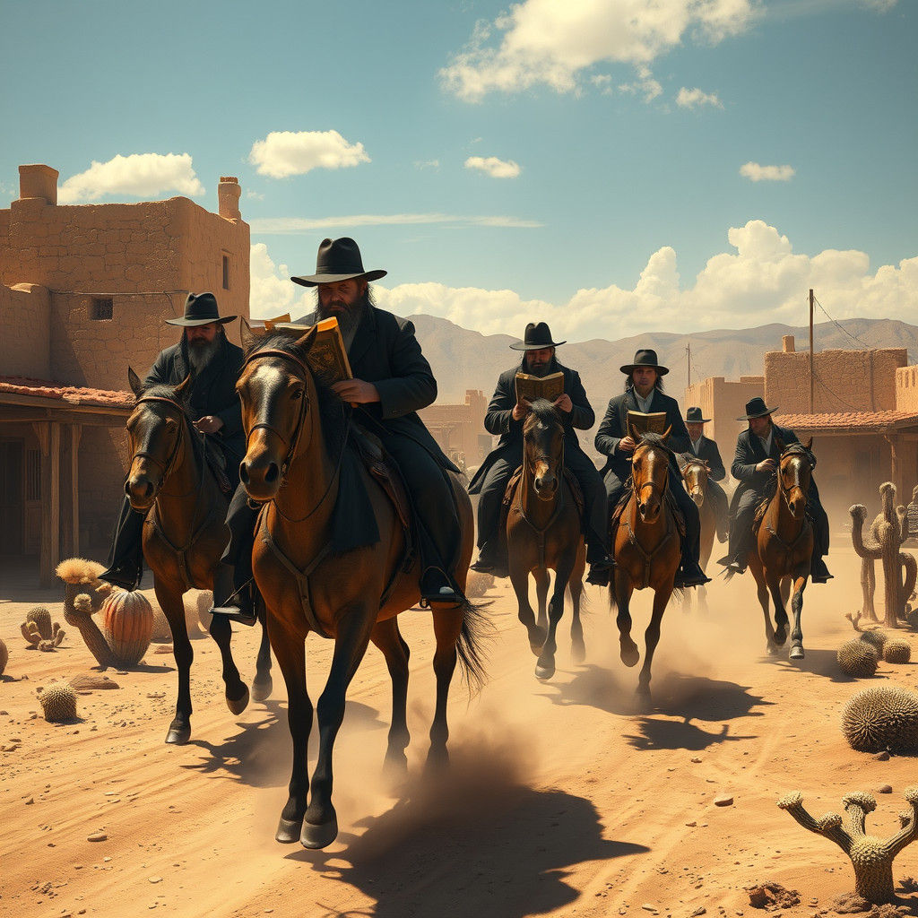 Hasidic Jews Ride Wild West, Matte Painting