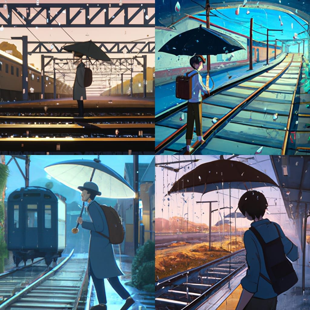 Anime Style Train Missed in Rain