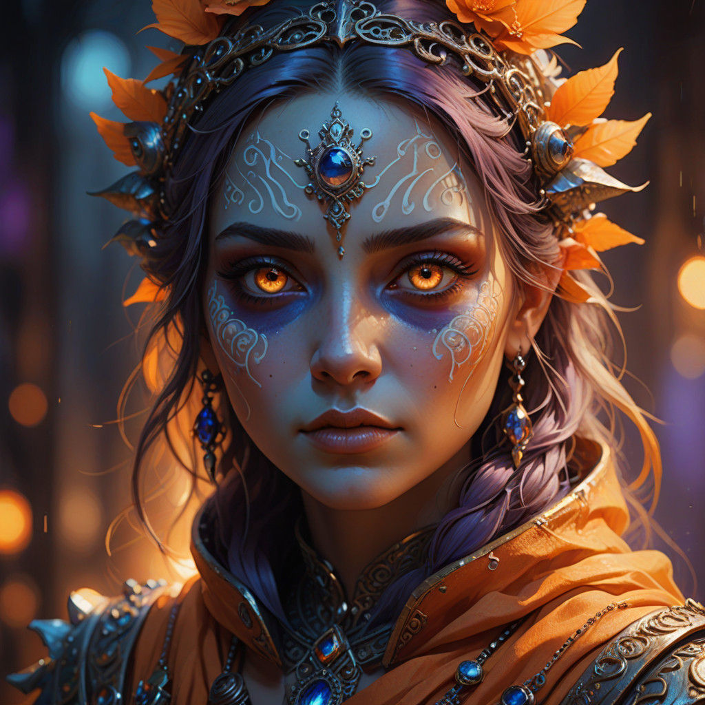 Vibrant Orange Baby with Glowing Silver Eyes