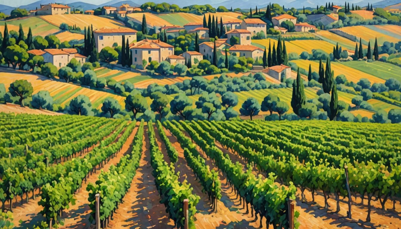Sunny Provencal Vineyard in Post-Impressionist Style