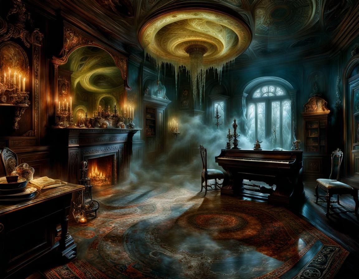 Haunted House Poltergeist Activity in Maximalist Style