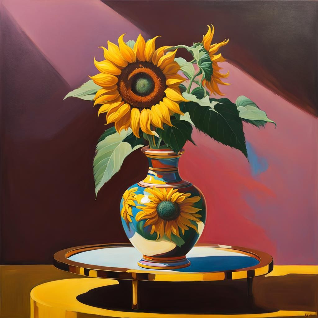 Sunflower in Peter Max Vase Still Life