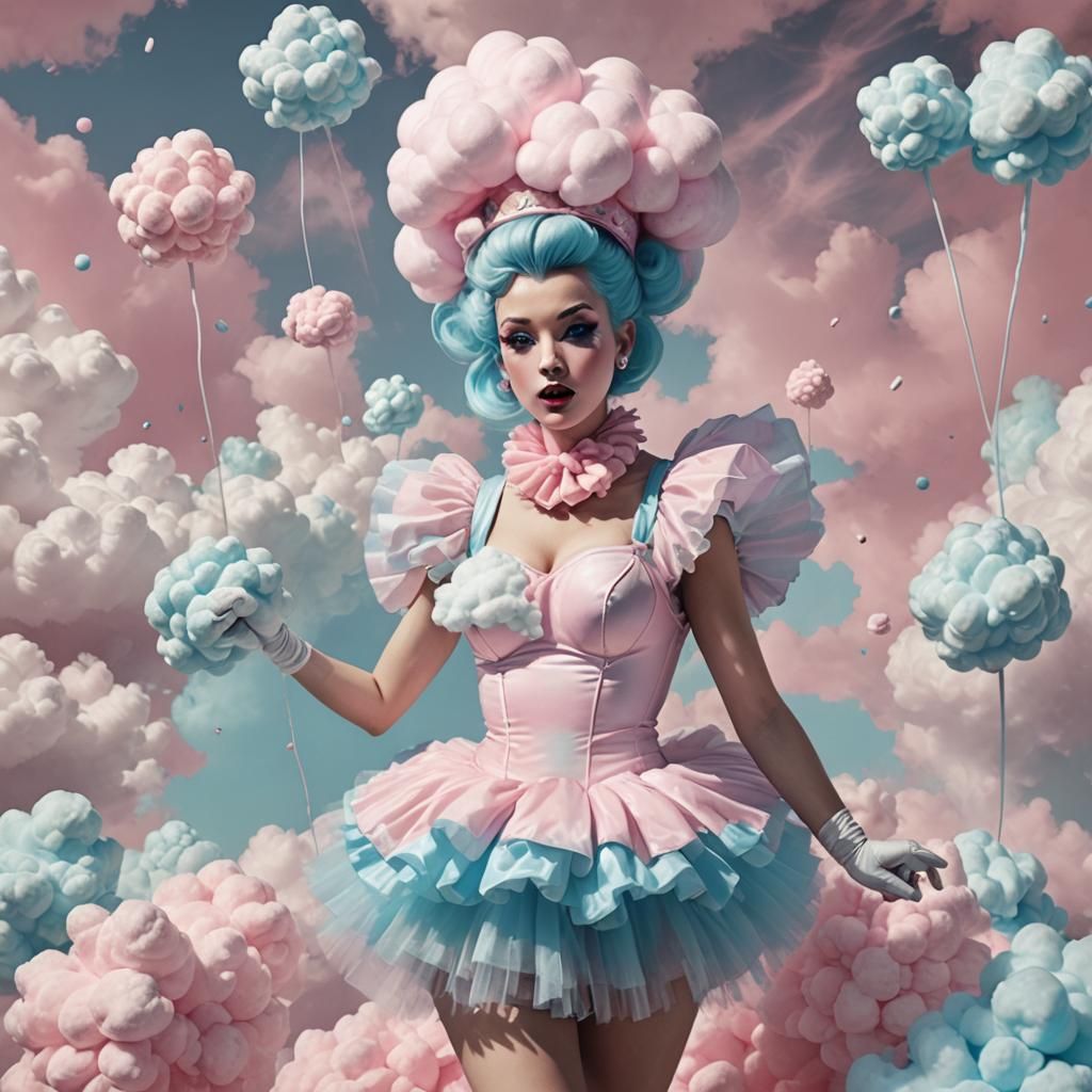 Marshmallowpunk Dancer in Candy Clouds: Surrealist Style