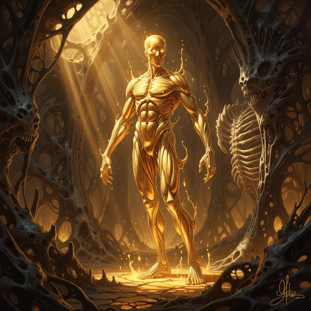 Living Molten Gold Life Form Radiating Warm Light