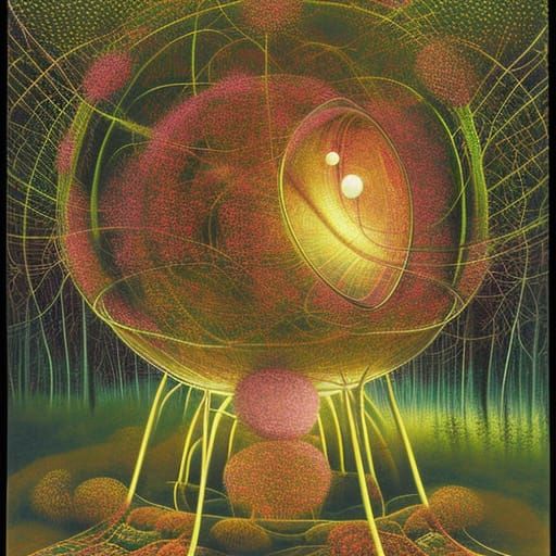 Cellist on Stargazing Platform in Surreal Forest