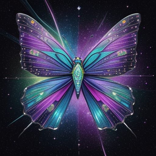 Giant Candy Wrapper Moth Soars Through Cosmic Cotton Candy N...