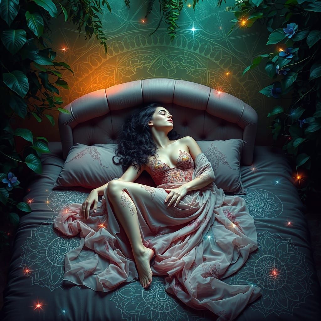 Dreamlike Serenity in a Whimsical Velvet Boudoir