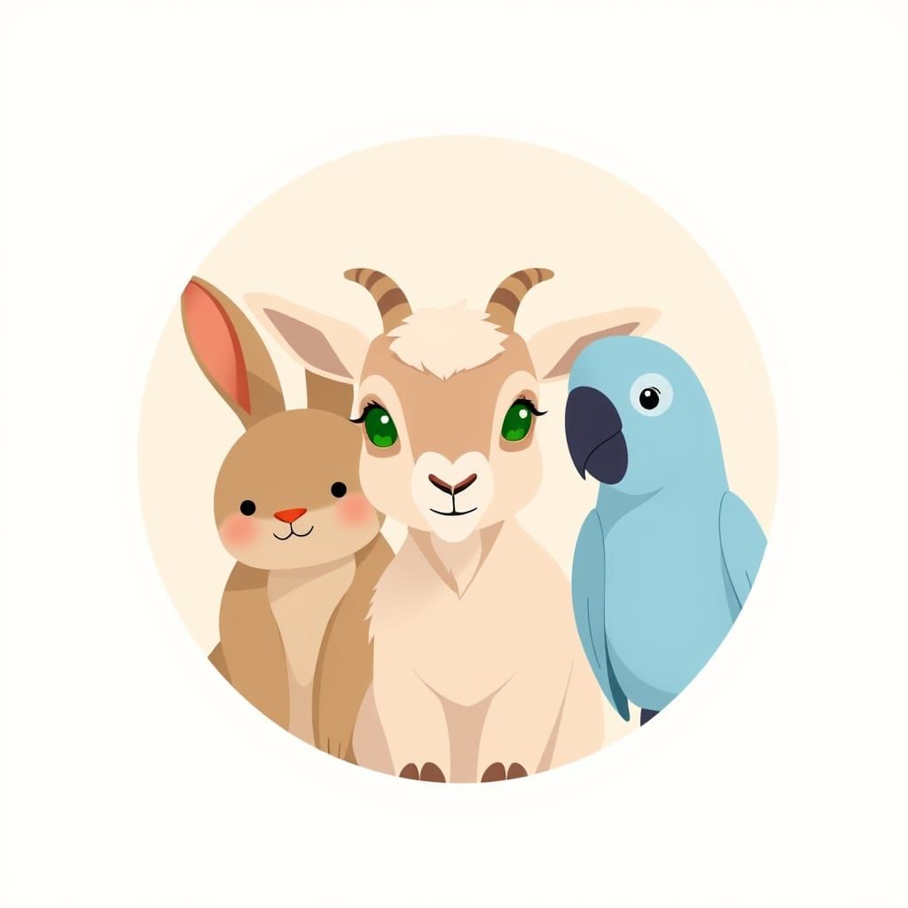 Surreal Animal Friends in a Whimsical, Flat Design