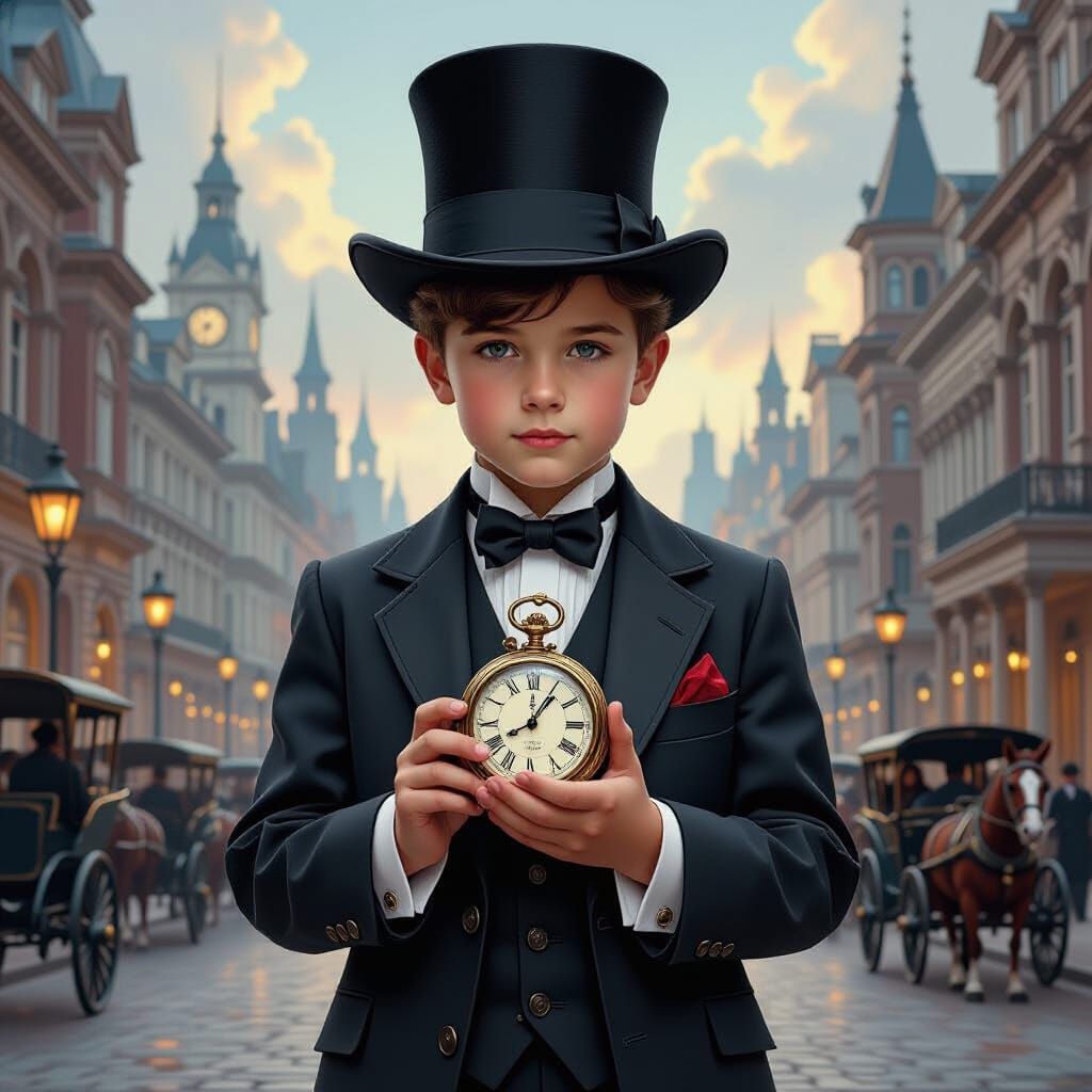 Victorian City Glimpse Reflected in Pocket Watch