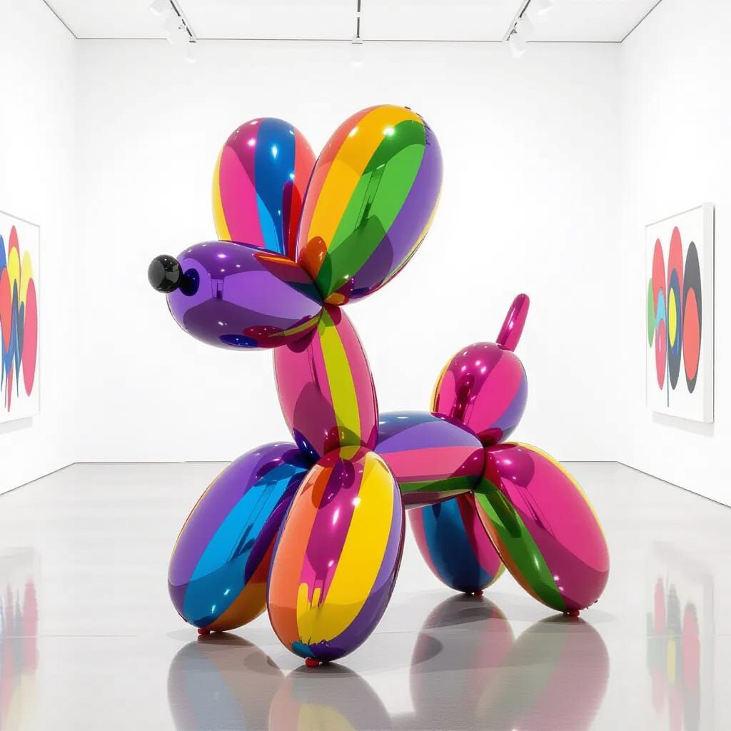 Colorful Pom Pom Balloon Dog Sculpture