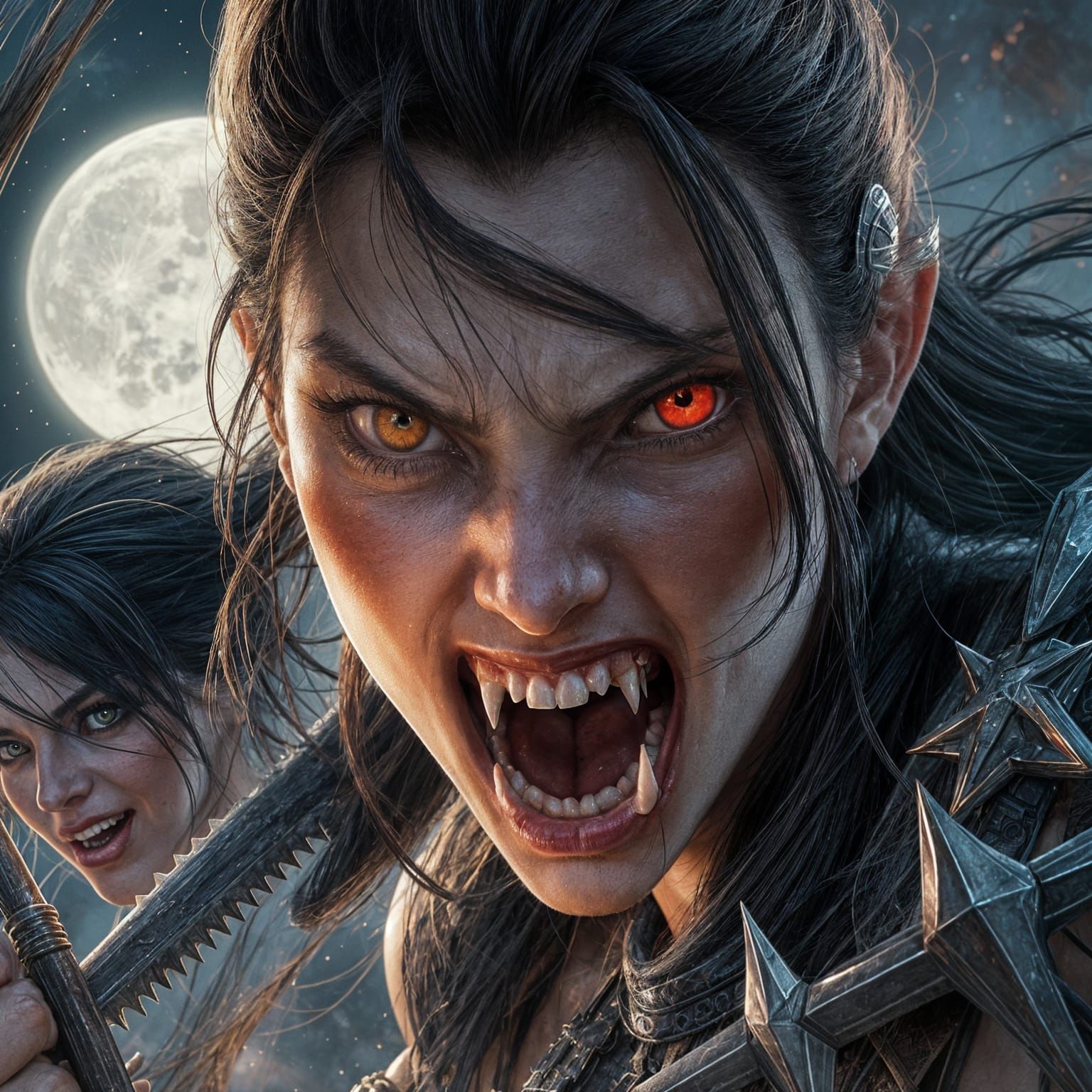 Vampire Warrior Goddess in Dark Fantasy Art Style