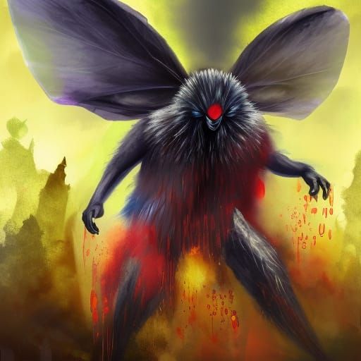 Mothman's Onion Tears: Hyperrealistic Splash Art