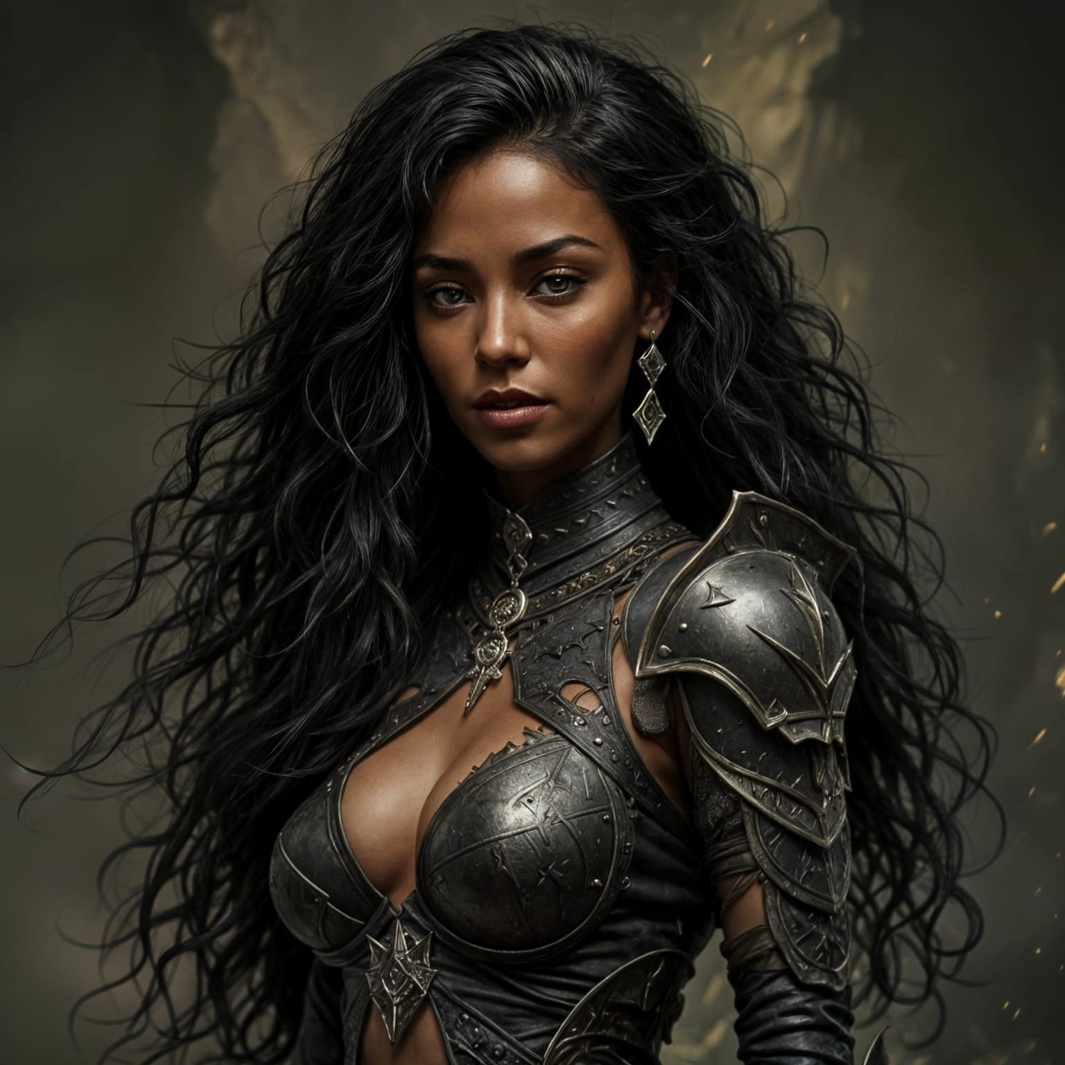 Dark Fantasy Maiden in Leather Attire