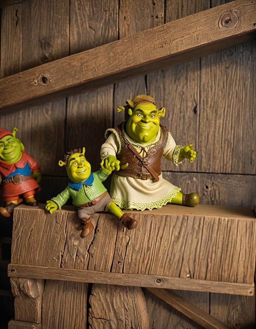 Hyper-Realistic Shrek Figurines on Display