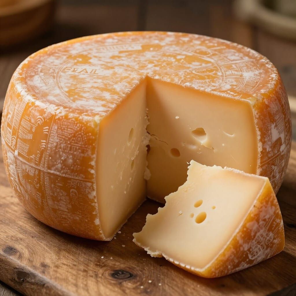 Photorealistic Cheddar Cheese Wheel with Slice Removed