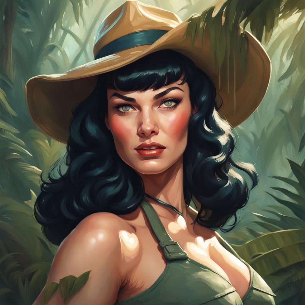 Jungle Explorer Portrait in Art Nouveau Style