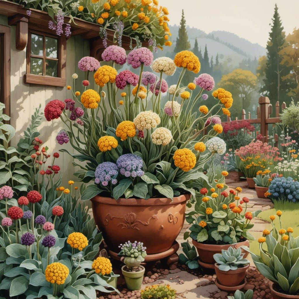 Immortelle Plant in Vivid Ink Illustration