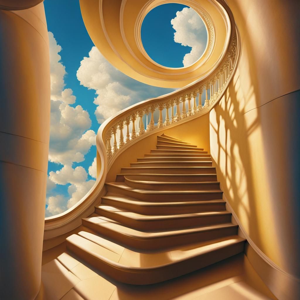Ethereal Renaissance-Inspired Stairway to Infinity