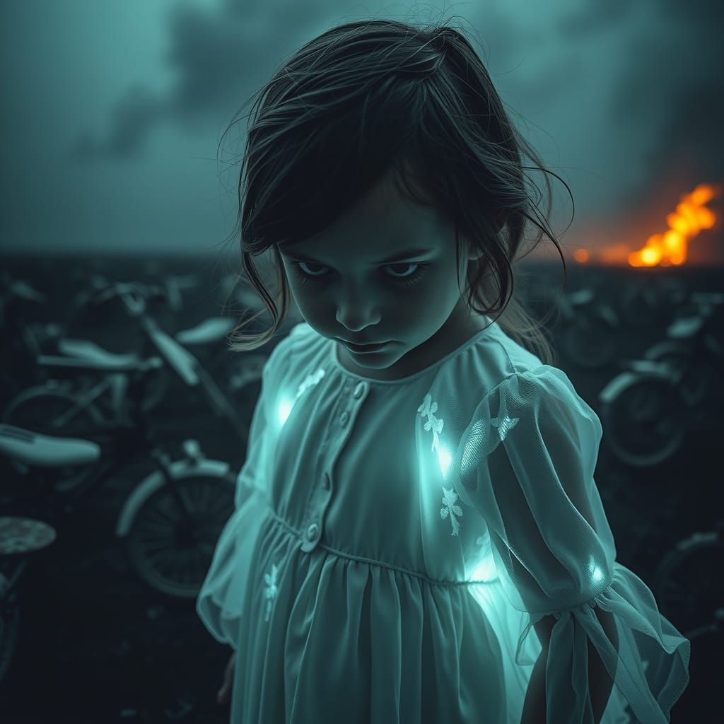 Ethereal Ghost Girl in Burning Kindergarten: Cinematic Horro...