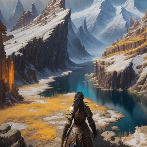 Winter Mountain Topographical Map in Fantasy Style