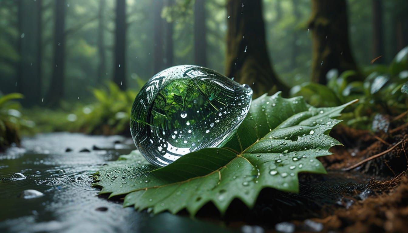 Metallic Drop Object in Surrealist Style