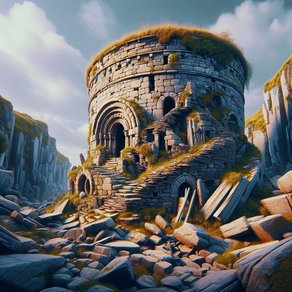Dilapidated Irish Stone Tower: Fantasy Concept Art
