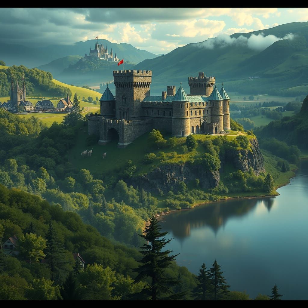 Wigmore Castle in Arthurian Era, Digital Matte Painting