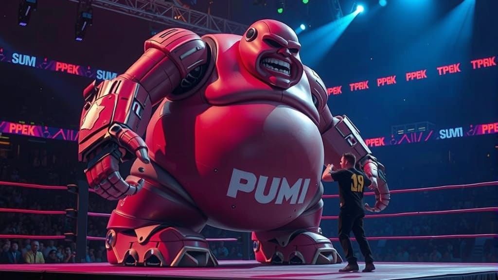 Giant Robot Sumo Wrestler Dominates Arena