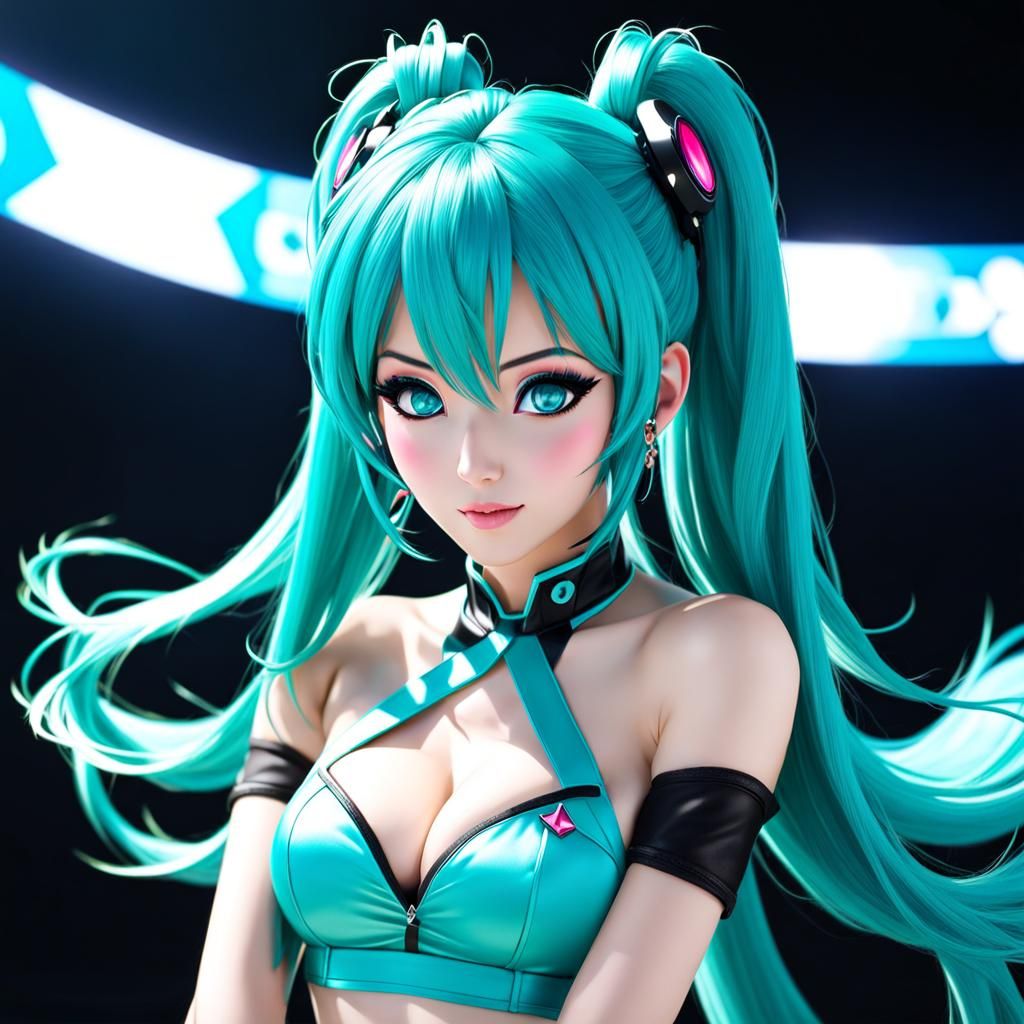 Bare-chested Hatsune Miku Cosplay