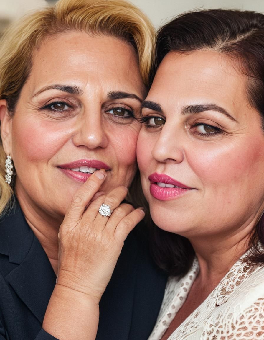 Romantic Realism: Two Women Kissing in Hotel Suite