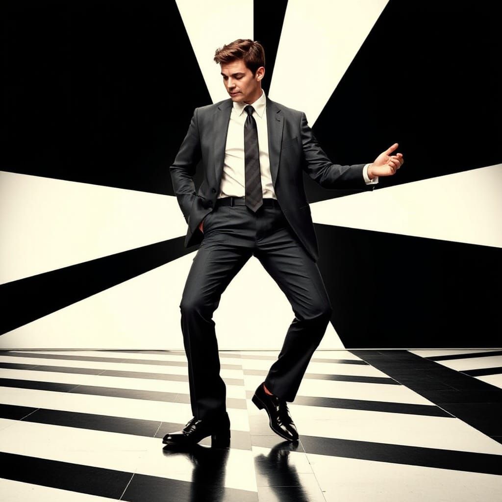 Op Art Dancer in Geometric Abstraction