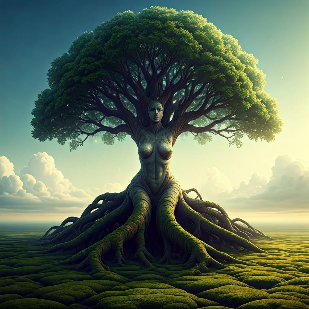 Mystical Tree of Life as Hyperrealistic Digital Art