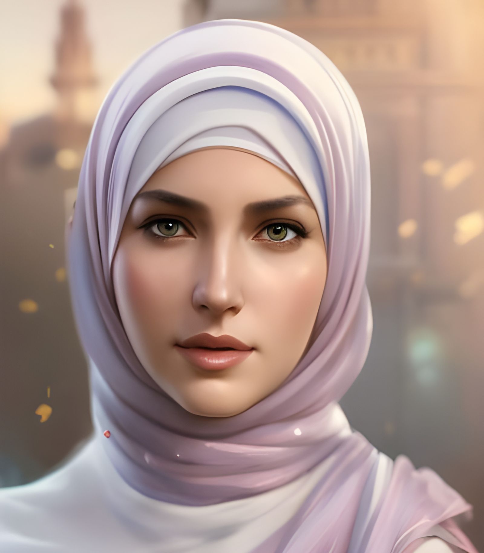 European Woman Wearing Hijab Portrait in 8k