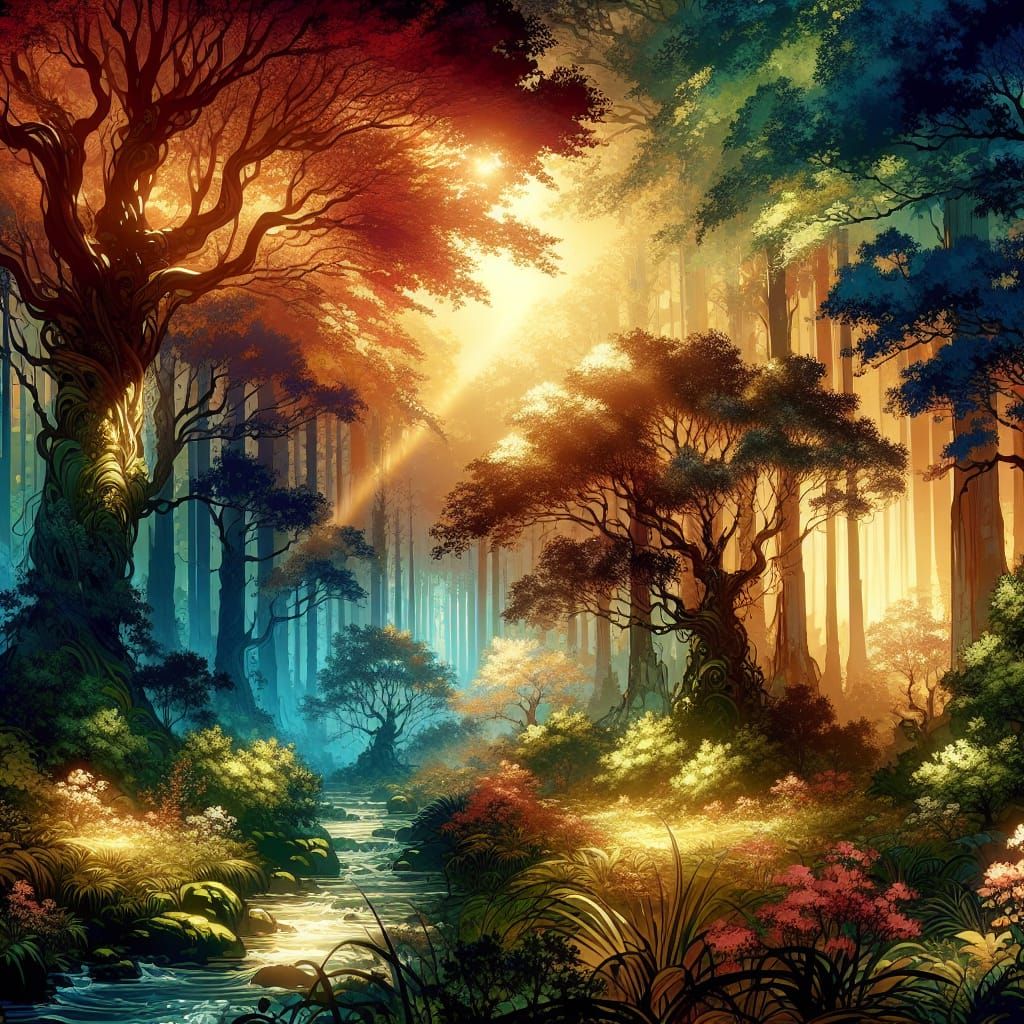 Luminous Forest: A Ghibli-esque Japanese Art Image