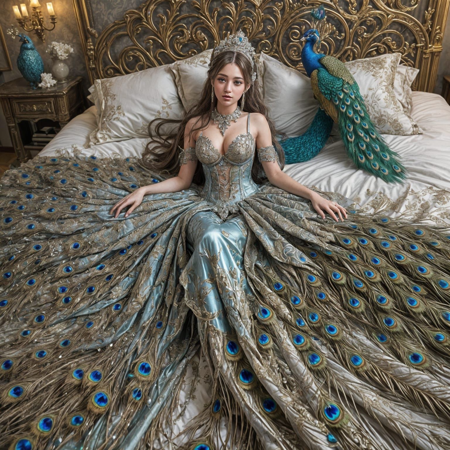 Hyperrealistic Peacock Girl Portrait in 3D Anime Style