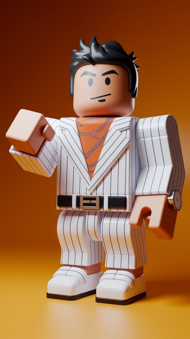 Cyberpunk Kazuma Kiryu in Roblox Avatar T-Posed Form