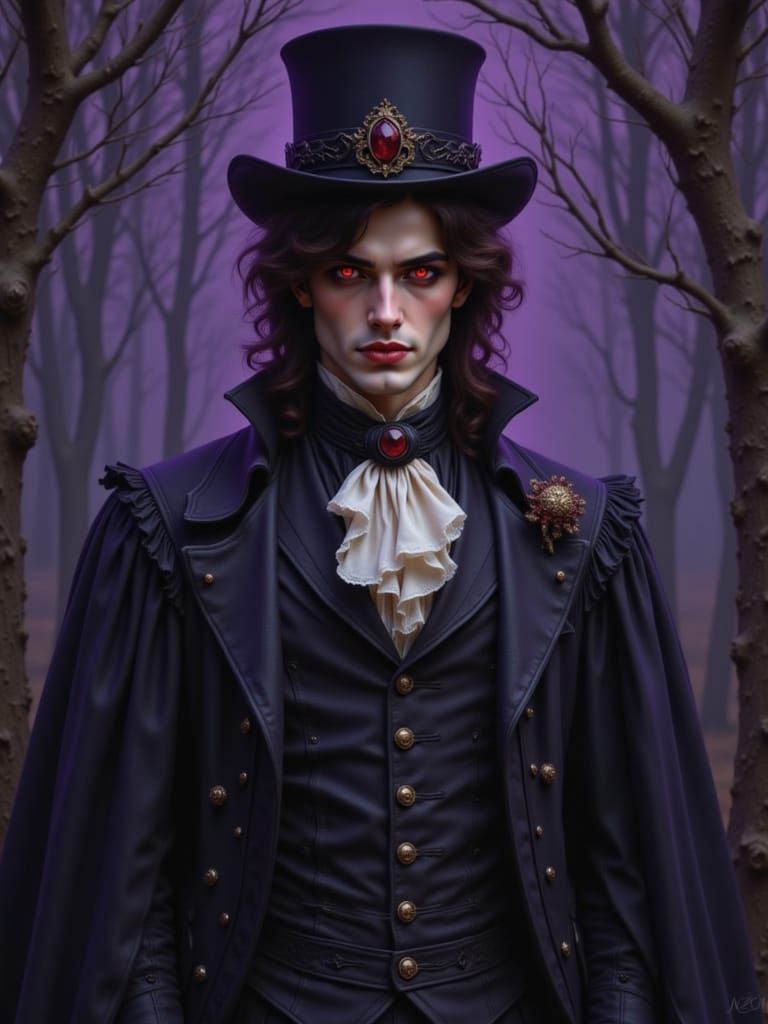 Victorian Gothic Vampire Man with Copper Eyes