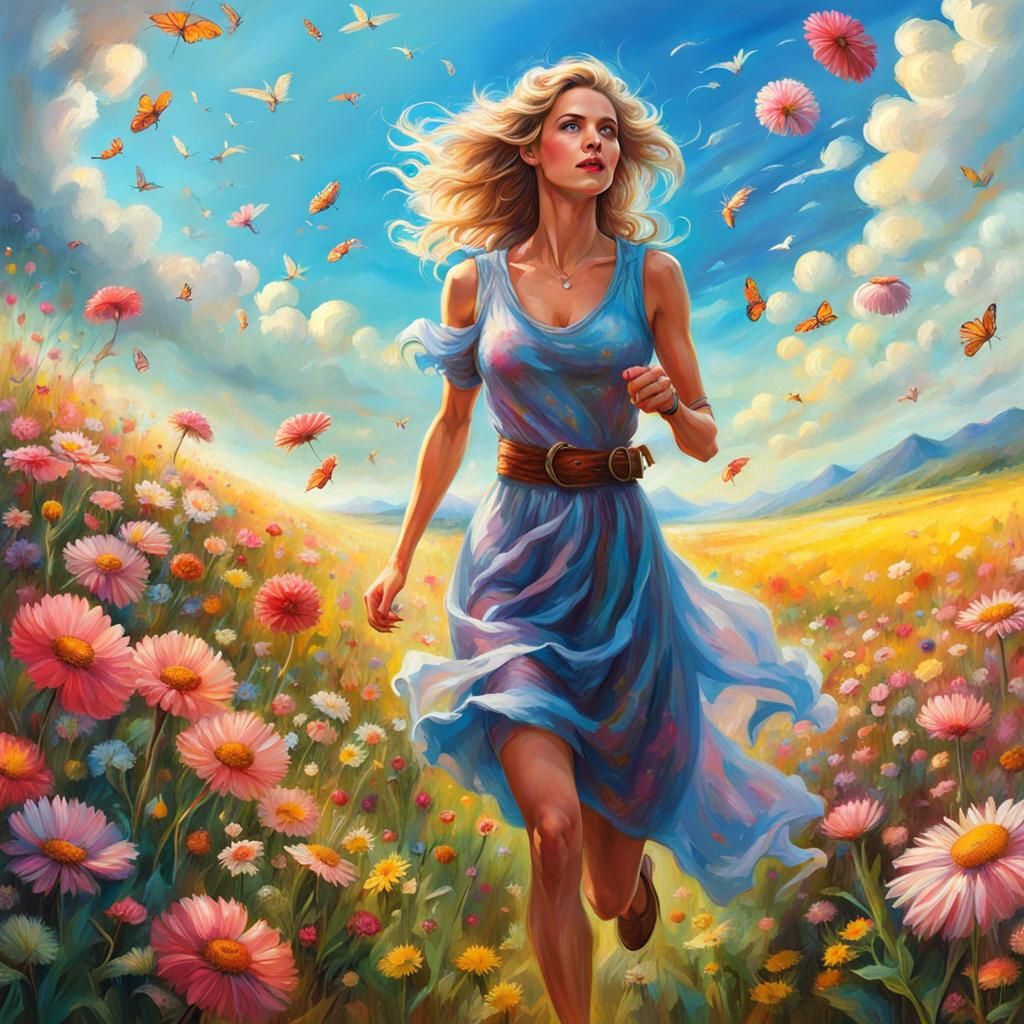 Woman in Flower Field: Chalk Art Movie Poster