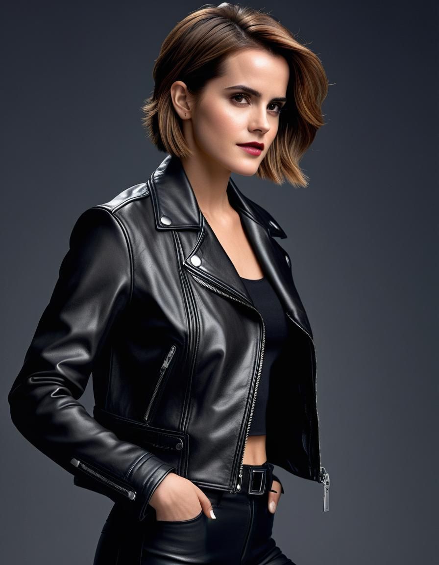 Emma Watson in 80s Glamour Leather Photo