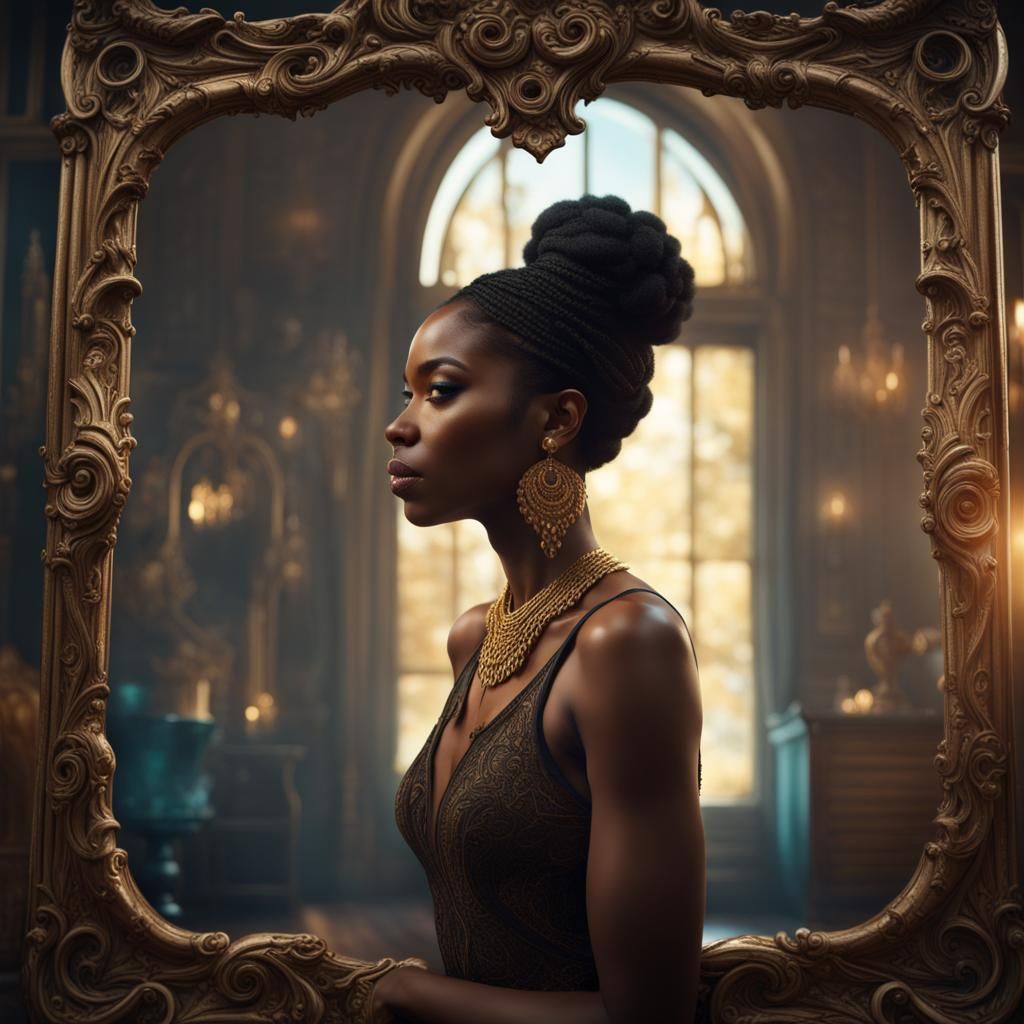 Alternate Reality Mirror Reflection in Detailed Matte Painti...