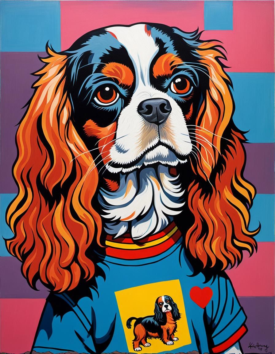 Cavalier King Charles Spaniel in Haring Style