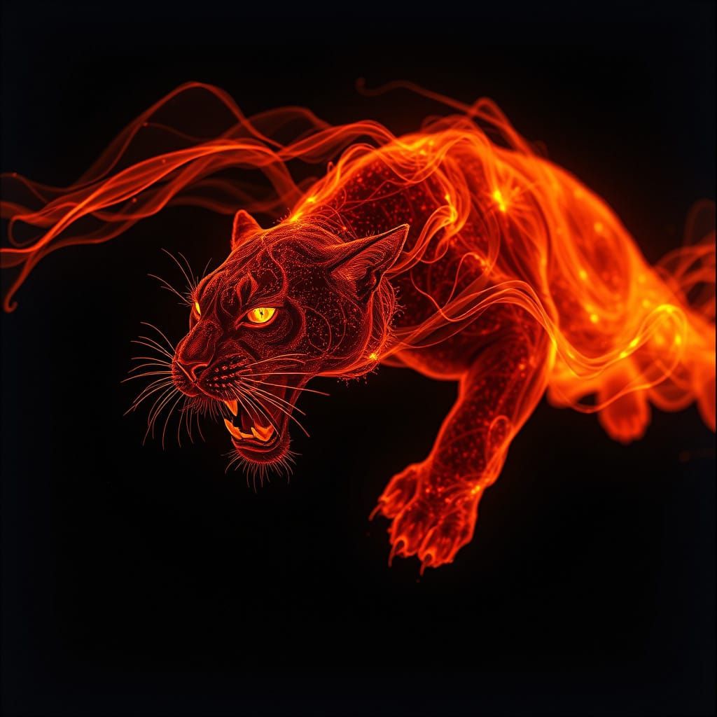 Fierce Cosmic Panther in Ethereal Orbit