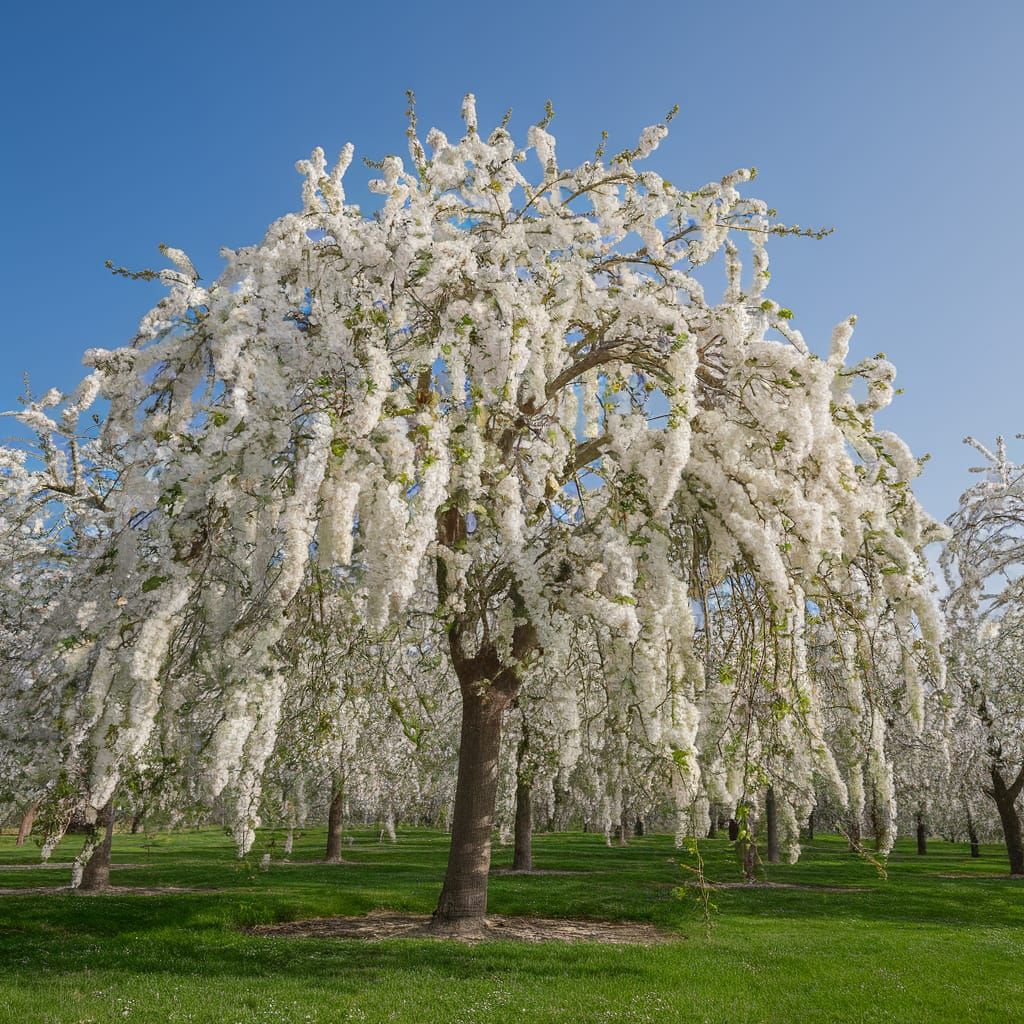 A Beautiful White-Blooming Bradford Pear Tree in Full Bloom
