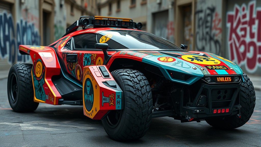 Cyberpunk Future Buggy Vehicle in Graffiti Street