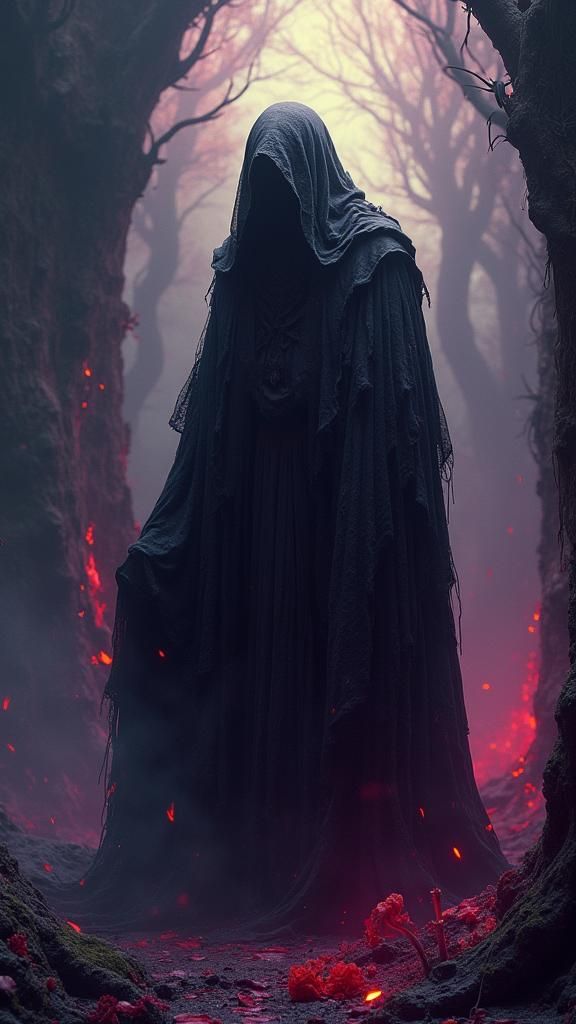 Foreboding Figure in a Gothic Nightmare Realm