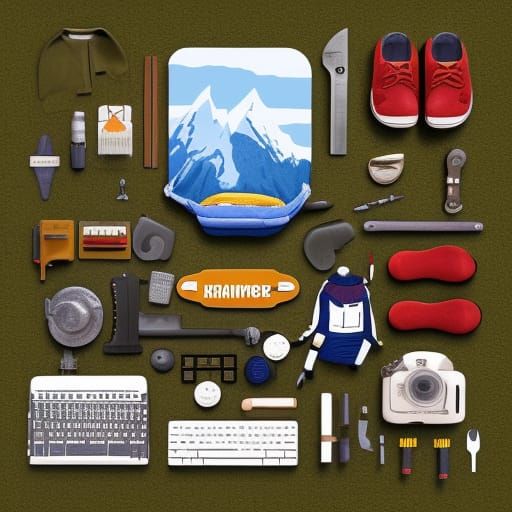 Organized Camping Gear in Wes Anderson Style