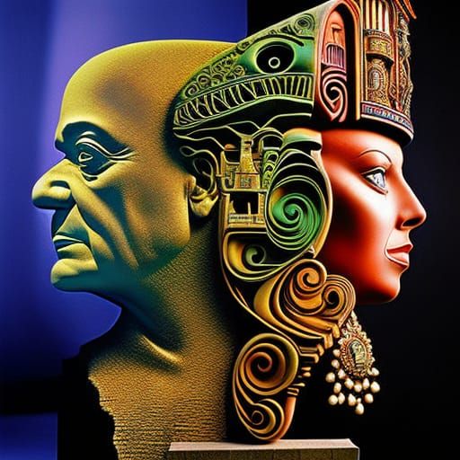 intricately detailed 3D Kandinsky maximalist digital art H.R.Giger Pablo Picasso Josephine Wall Wes Anderson depth of fi...