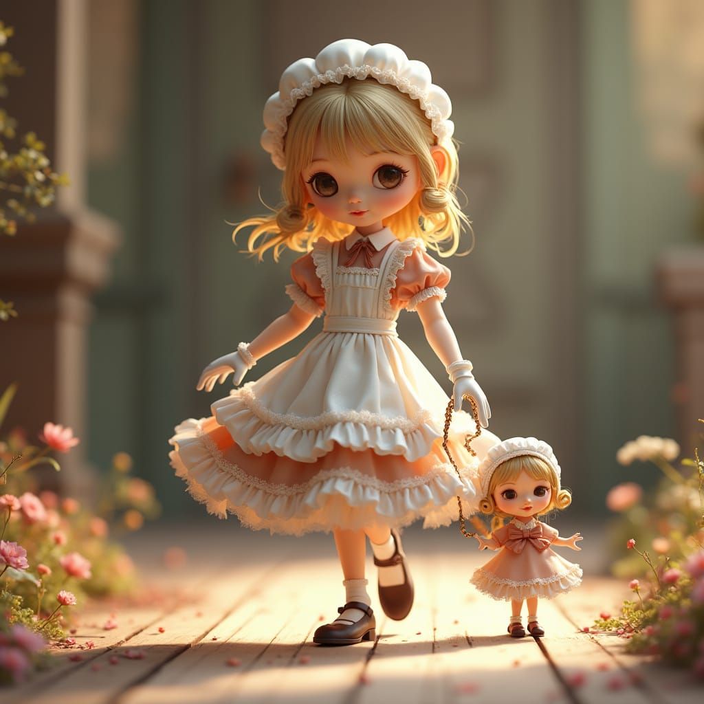 Victorian China Doll and Lady in Anime Style