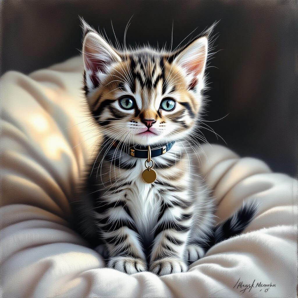 Realistic Pencil Portrait of an Adorable Kitten