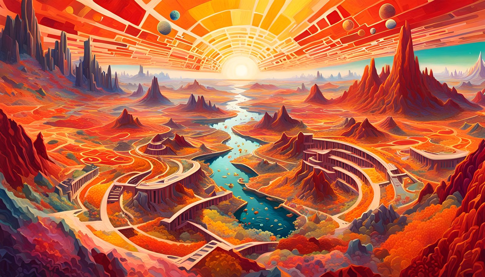 Psychedelic Futuristic Landscape by Severini